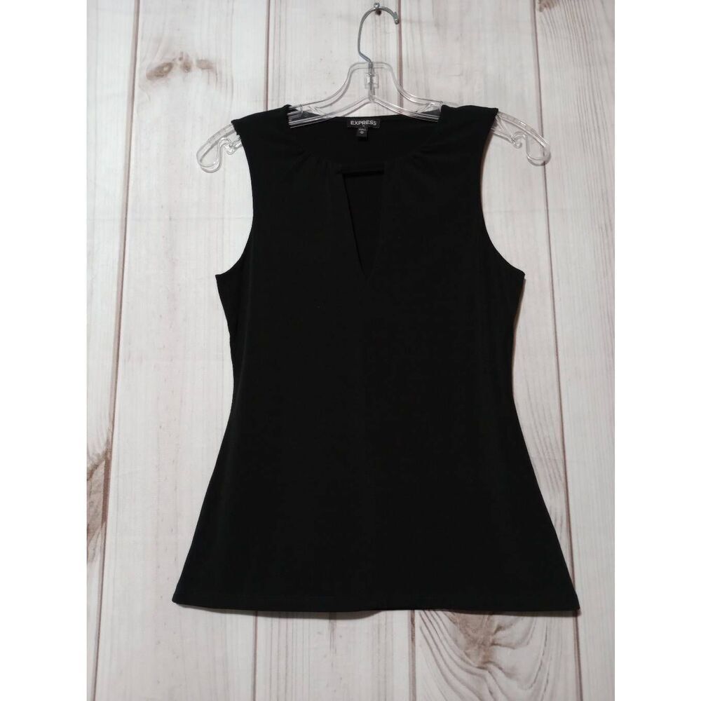 Express Womens Black Sleeveless Keyhole Cutout Shell Top XS‎ Stretch Blouse